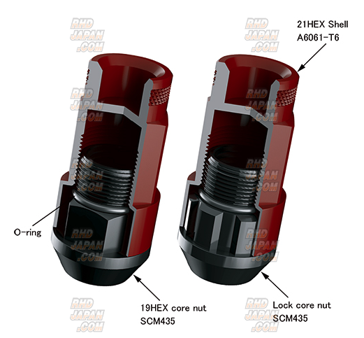 Kyo-Ei Kics Leggdura Racing Shell Type Lock & Lug Nut Set RL53 2pc